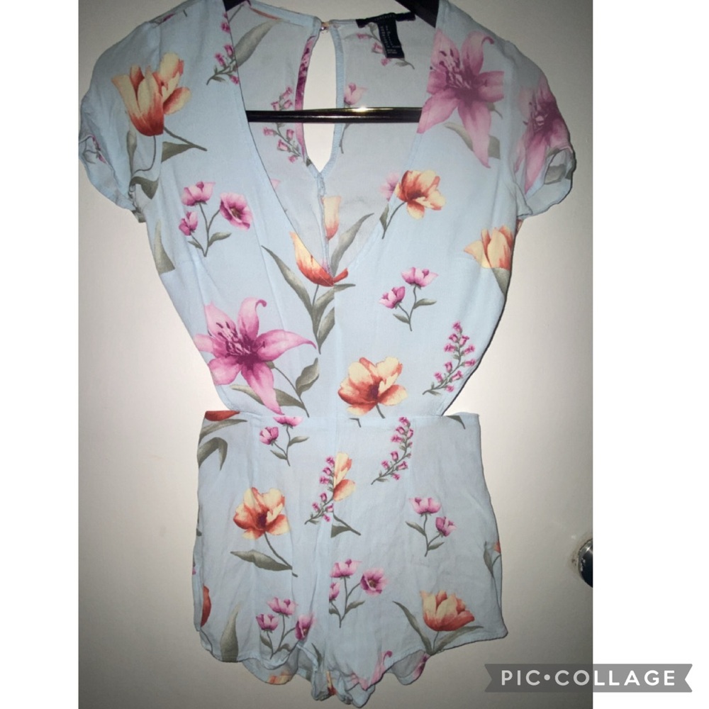 Forever 21 Light Blue Floral Romper